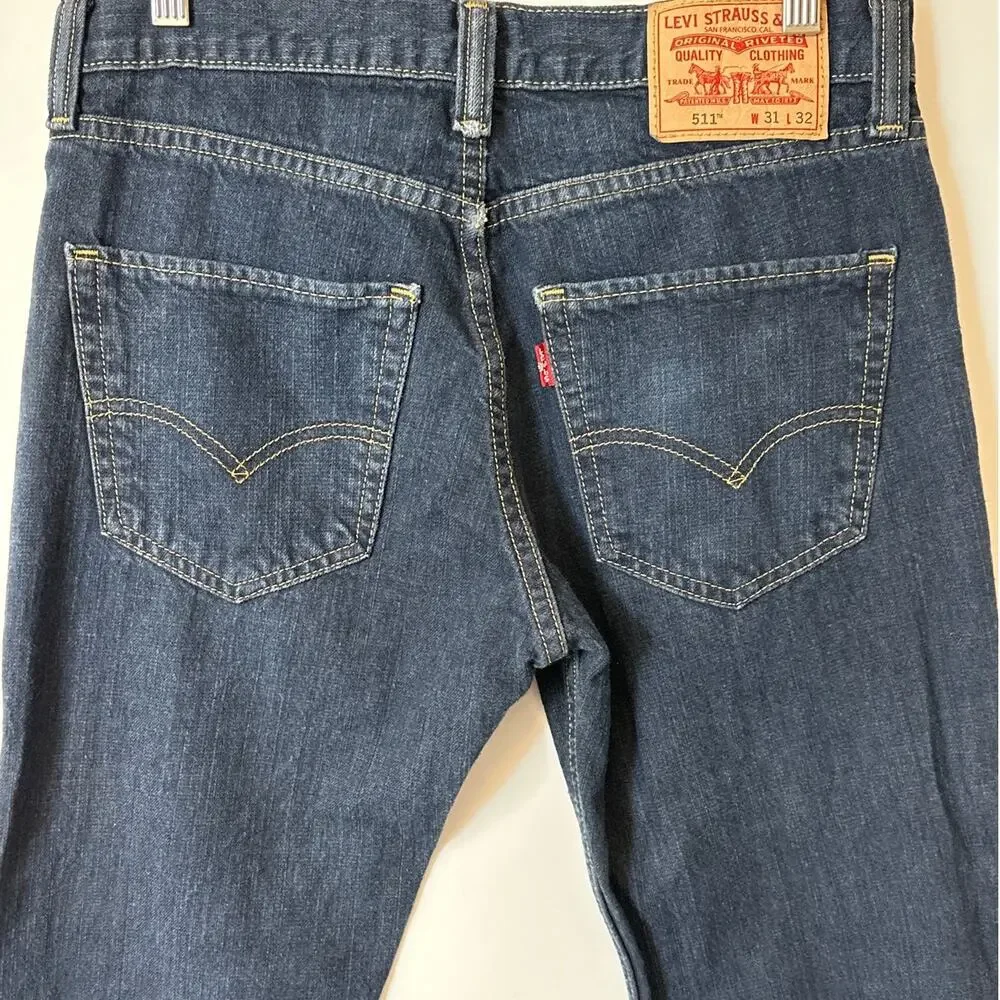 Levi’s Men's 511 Slim Fit Low Rise Denim Jeans Dark Wash Size 31x32 Modern
